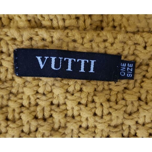 Vutti Yellow Acrylic Full Sleeve Open Front Knit Long Sleeve Cardigan Size OS - Picture 7 of 9